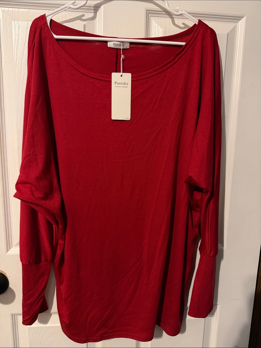 Women's Ruby Red Long-Sleeve Scoop Neck Top